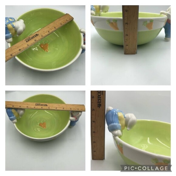 Blossoms & Blooms Ceramic Easter Bunny Rabbit Serving Centerpiece Bowl Holiday - Picture 10 of 10